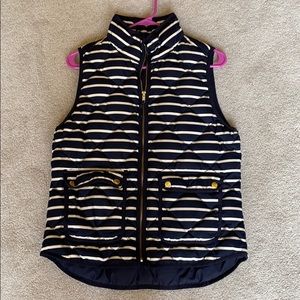 J Crew navy and white striped excursion vest